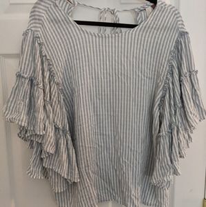 Anthropologie pilcro blue stripe loose sleeve top